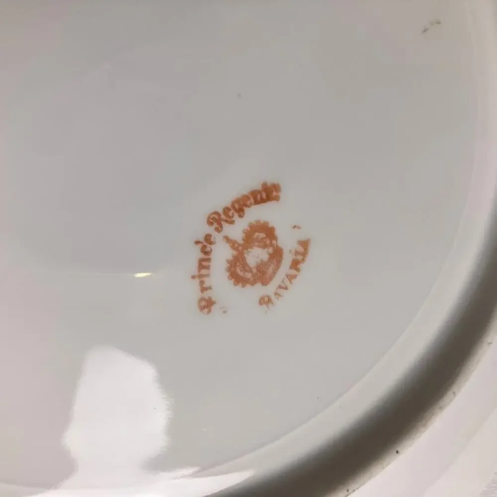 Antique Prince Regent Bavaria Rose Plate Floral Gold Trim Scalloped 8.75”